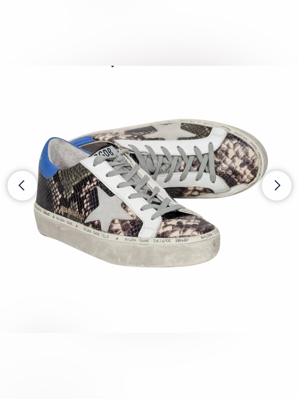Golden Goose Hi Star Snakeskin Platform Sneakers Blue Gray